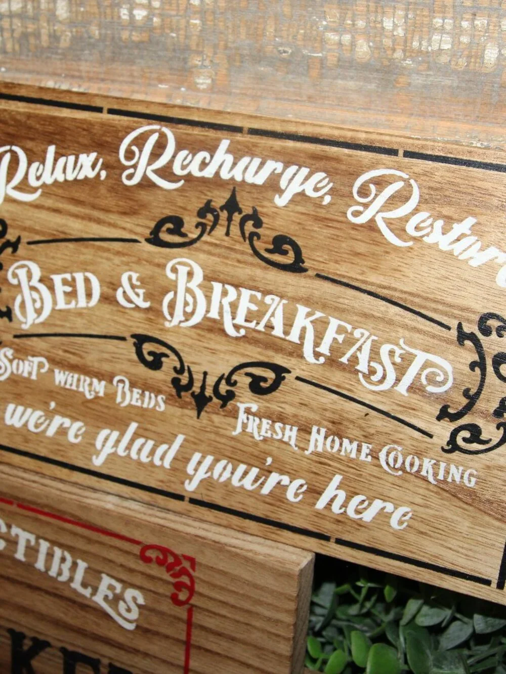 NEW French Country Farmhouse FLEA MARKET-BED & BREAKFAST Wall Decor Sign Bundle